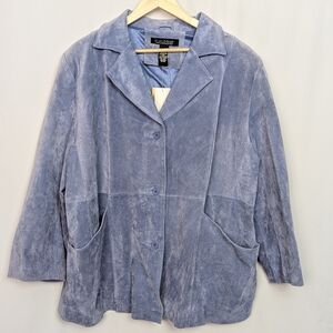 Dialogue Blue Suede Leather Jacket Coat